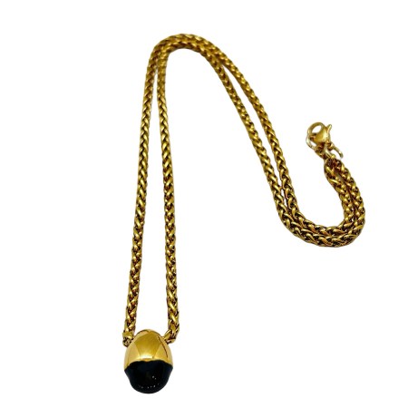 necklace steel chain wheat and steel gold and black egg